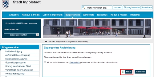 eID-Funktion beim Buergerservice Ingolstadt