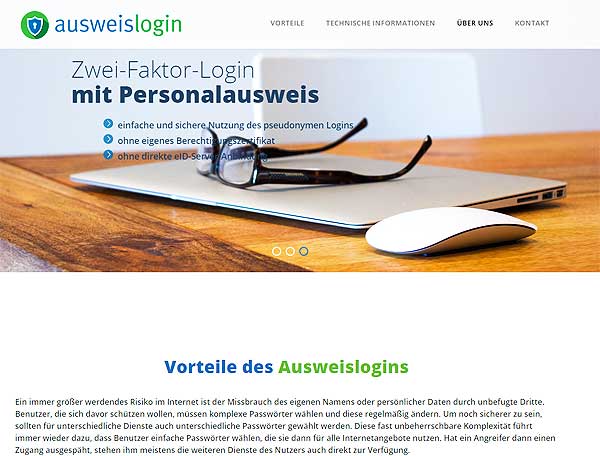 ausweislogin.de Login per Pseudonym-Funktion des Personalausweises